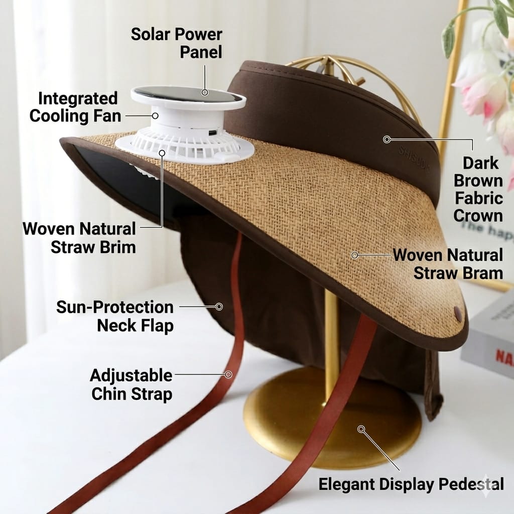 Ring Plume Solar-Powered Sun Hat with Fan