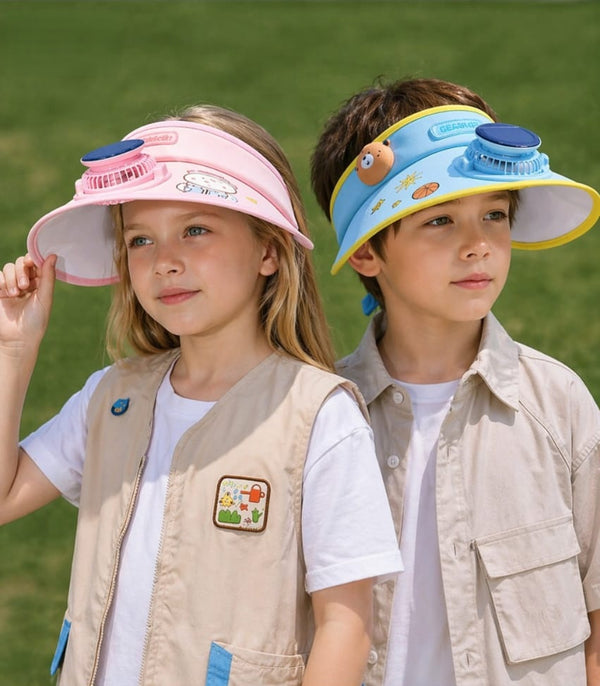 Ring Plume Kids Sun Visor Hat with USB Fan